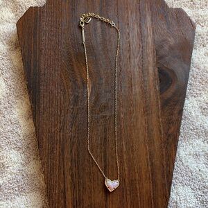 Kendra Scott Heart Pendant Necklace with Pink Opal